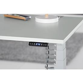 Schäfer Shop Genius Schreibtisch MODENA FLEX, elektrisch höhenverstellbar, Rechteck, T-Fuß, B 1800 x T 800 mm, lichtgrau/weißalu