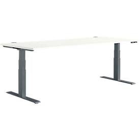 Schäfer Shop Genius Schreibtisch MODENA FLEX, elektrisch höhenverstellbar, Rechteck, T-Fuß, B 1800 x T 800 mm, weiß/anthrazit