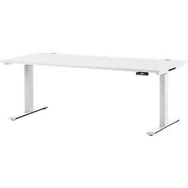Schäfer Shop Genius Schreibtisch MODENA FLEX, elektrisch höhenverstellbar, Rechteck, T-Fuß, B 1800 x T 800 mm, weiß/weiß