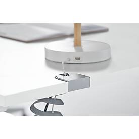 Schäfer Shop Genius Schreibtisch MODENA FLEX, elektrisch höhenverstellbar, Rechteck, T-Fuß, B 1800 x T 800 mm, weiß/weiß