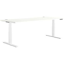 Schäfer Shop Genius Schreibtisch MODENA FLEX, elektrisch höhenverstellbar, Rechteck, T-Fuß, B 1800 x T 800 mm, weiß/weiß