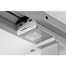 Schäfer Shop Genius Schreibtisch MODENA FLEX, elektrisch höhenverstellbar, Rechteck, T-Fuß, B 1800 x T 800 x H 645-1290 mm, weiß/weißalu