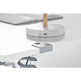 Schäfer Shop Genius Schreibtisch MODENA FLEX, elektrisch höhenverstellbar, Rechteck, T-Fuß, B 1800 x T 800 x H 645-1290 mm, weiß/weißalu