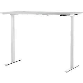 Schäfer Shop Genius Schreibtisch MODENA FLEX, elektrisch höhenverstellbar, Rechteck, T-Fuß, B 2000 x T 800 mm, lichtgrau/weiß