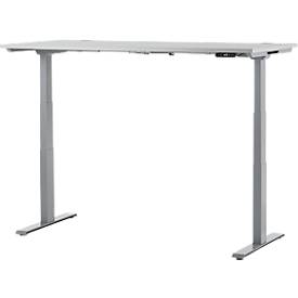 Schäfer Shop Genius Schreibtisch MODENA FLEX, elektrisch höhenverstellbar, Rechteck, T-Fuß, B 2000 x T 800 mm, lichtgrau/weißalu