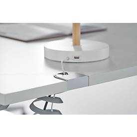 Schäfer Shop Genius Schreibtisch MODENA FLEX, elektrisch höhenverstellbar, Rechteck, T-Fuß, B 2000 x T 800 mm, weiß/anthrazit