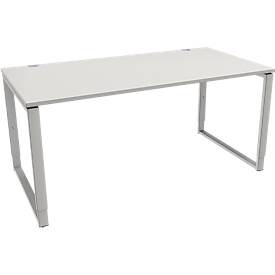 Schäfer Shop Genius Schreibtisch Modena Flex, höheneinstellbar, Rechteckform, Bügelfuß, Breite 1600 mm, lichtgrau