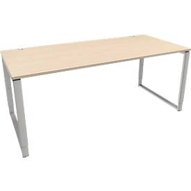 Schäfer Shop Genius Schreibtisch Modena Flex, höheneinstellbar, Rechteckform, Bügelfuß, Breite 1800 mm, Ahorn-Dekor