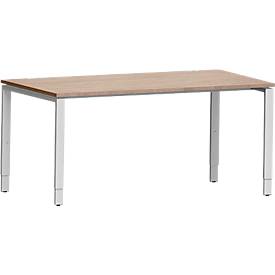 Schäfer Shop Genius Schreibtisch Modena Flex, Rechteck, 4-Fuß Rechteckrohr, B 1600 x T 800 x H 650-850 mm, Eiche-Dekor/weißaluminium