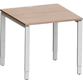 Schäfer Shop Genius Schreibtisch Modena Flex, Rechteck, 4-Fuß Rechteckrohr, B 800 x T 800 x H 650-850 mm, Eiche-Dekor/weißaluminium