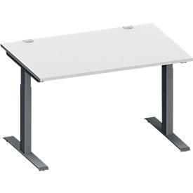 Schäfer Shop Genius Schreibtisch MODENA FLEX, Rechteck, T-Fuß Rechteckrohr, B 1200 x T 800 x H 650-850 mm, lichtgrau/anthrazit