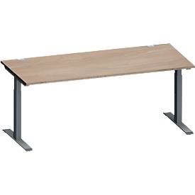 Schäfer Shop Genius Schreibtisch MODENA FLEX, Rechteck, T-Fuß Rechteckrohr, B 1800 x T 800 x H 650-850 mm, Eiche/anthrazit