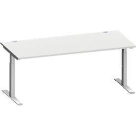 Schäfer Shop Genius Schreibtisch MODENA FLEX, Rechteck, T-Fuß Rechteckrohr, B 1800 x T 800 x H 650-850 mm, lichtgrau/weißalu