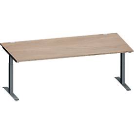 Schäfer Shop Genius Schreibtisch MODENA FLEX, Rechteck, T-Fuß Rechteckrohr, B 2000 x T 1000 x H 650-850 mm, Eiche/anthrazit