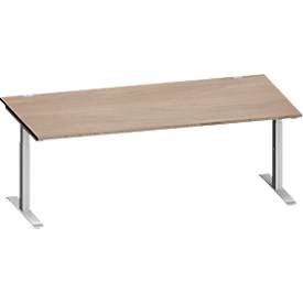 Schäfer Shop Genius Schreibtisch MODENA FLEX, Rechteck, T-Fuß Rechteckrohr, B 2000 x T 1000 x H 650-850 mm, Eiche/weißalu