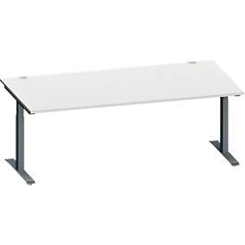 Schäfer Shop Genius Schreibtisch MODENA FLEX, Rechteck, T-Fuß Rechteckrohr, B 2000 x T 1000 x H 650-850 mm, lichtgrau/anthrazit