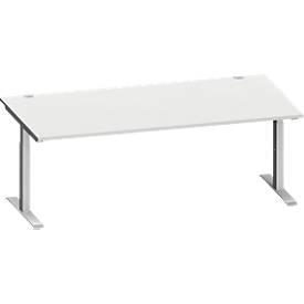 Schäfer Shop Genius Schreibtisch MODENA FLEX, Rechteck, T-Fuß Rechteckrohr, B 2000 x T 1000 x H 650-850 mm, lichtgrau/weißalu