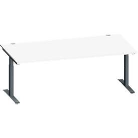 Schäfer Shop Genius Schreibtisch MODENA FLEX, Rechteck, T-Fuß Rechteckrohr, B 2000 x T 1000 x H 650-850 mm, weiß/anthrazit