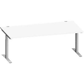 Schäfer Shop Genius Schreibtisch MODENA FLEX, Rechteck, T-Fuß Rechteckrohr, B 2000 x T 1000 x H 650-850 mm, weiß/weißalu