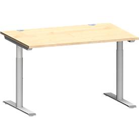 Schäfer Shop Genius Schreibtisch MODENA FLEX, T-Fuß-Rundrohr, B 1200 x T 800 mm, ahorn/weißalu