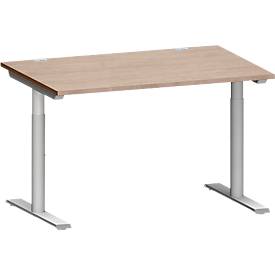 Schäfer Shop Genius Schreibtisch MODENA FLEX, T-Fuß-Rundrohr, B 1200 x T 800 mm, Eiche-Dekor/weißalu