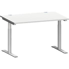 Schäfer Shop Genius Schreibtisch MODENA FLEX, T-Fuß-Rundrohr, B 1200 x T 800 mm, lichtgrau