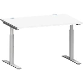 Schäfer Shop Genius Schreibtisch MODENA FLEX, T-Fuß-Rundrohr, B 1200 x T 800 mm, weiß/weißalu