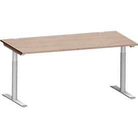 Schäfer Shop Genius Schreibtisch MODENA FLEX, T-Fuß-Rundrohr, B 1600 x T 800 mm, Eiche-Dekor/weißalu