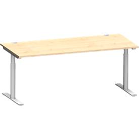 Schäfer Shop Genius Schreibtisch MODENA FLEX, T-Fuß-Rundrohr, B 1800 x T 800 mm, ahorn/weißalu