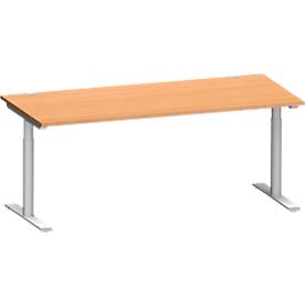 Schäfer Shop Genius Schreibtisch MODENA FLEX, T-Fuß-Rundrohr, B 1800 x T 800 mm, Buche, weißalu