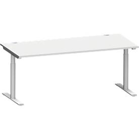 Schäfer Shop Genius Schreibtisch MODENA FLEX, T-Fuß-Rundrohr, B 1800 x T 800 mm, lichtgrau