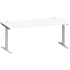 Schäfer Shop Genius Schreibtisch MODENA FLEX, T-Fuß-Rundrohr, B 1800 x T 800 mm, weiß/weißalu
