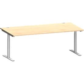 Schäfer Shop Genius Schreibtisch MODENA FLEX, T-Fuß-Rundrohr, B 2000 x T 1000 mm, ahorn/weißalu