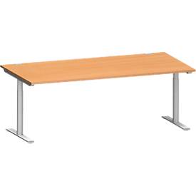 Schäfer Shop Genius Schreibtisch MODENA FLEX, T-Fuß-Rundrohr, B 2000 x T 1000 mm, buche/weißalu