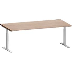 Schäfer Shop Genius Schreibtisch MODENA FLEX, T-Fuß-Rundrohr, B 2000 x T 1000 mm, Eiche-Dekor/weißalu