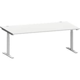 Schäfer Shop Genius Schreibtisch MODENA FLEX, T-Fuß-Rundrohr, B 2000 x T 1000 mm, lichtgrau/weißalu