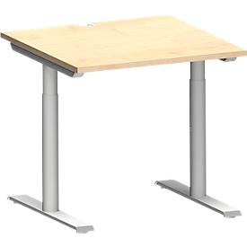 Schäfer Shop Genius Schreibtisch MODENA FLEX, T-Fuß-Rundrohr, B 800 x T 800 mm, ahorn/weißalu
