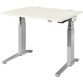Schäfer Shop Genius Schreibtisch PLANOVA ERGOSTYLE, elektrisch höhenverstellbar, Rechteck, C-Fuß, B 1200 x T 800 x H 645-1305 mm, weiß/weißaluminium 