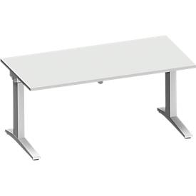 Schäfer Shop Genius Schreibtisch PLANOVA ERGOSTYLE, elektrisch höhenverstellbar, Rechteck, C-Fuss, B 1600 mm, lichtgrau/weissalu 