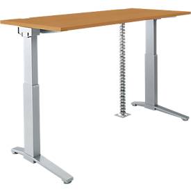 Schäfer Shop Genius Schreibtisch PLANOVA ERGOSTYLE S, elektrisch höhenverstellbar, C-Fuß, B 1600 mm, Buche/alusilber, Memorymaster, Kabelschlange