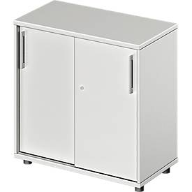 Schäfer Shop Genius Schuifdeurkast TETRIS WOOD, 2 OH, B 800 x D 421 x H 800 mm, hoogte inclusief glijders, lichtgrijs