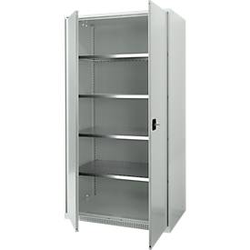 Schäfer Shop Genius Schwerlastschrank FS, Stahlblech, B 1055 x T 520 x H 1950 mm, 5 OH, lichtgrau, bis 1000 kg