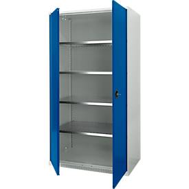 Schäfer Shop Genius Schwerlastschrank FS, Stahlblech, B 1055 x T 520 x H 1950 mm, 5 OH, lichtgrau/enzianblau, bis 1000 kg