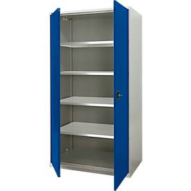 Schäfer Shop Genius Schwerlastschrank FS, Stahlblech, B 1055 x T 620 x H 1950 mm, 5 OH, lichtgrau/enzianblau, bis 1000 kg