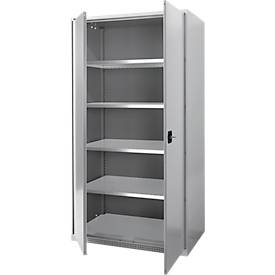 Schäfer Shop Genius Schwerlastschrank FS, Stahlblech, B 1055 x T 620 x H 1950 mm, 5 OH, weißalu, bis 1000 kg