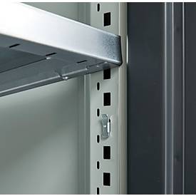 Schäfer Shop Genius Schwerlastschrank FS, Stahlblech, mit Sichtfenster, B 1055 x T 520 x H 1950 mm, 5 OH, lichtgrau/anthrazitgrau, bis 1000 kg