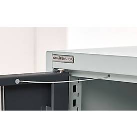 Schäfer Shop Genius Schwerlastschrank FS, Stahlblech, mit Sichtfenster, B 1055 x T 520 x H 1950 mm, 5 OH, lichtgrau/anthrazitgrau, bis 1000 kg