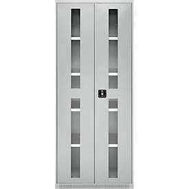 Schäfer Shop Genius Schwerlastschrank FS, Stahlblech, mit Sichtfenster, B 1055 x T 520 x H 1950 mm, 5 OH, lichtgrau, bis 1000 kg