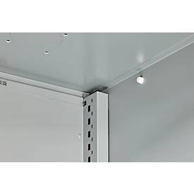 Schäfer Shop Genius Schwerlastschrank FS, Stahlblech, mit Sichtfenster, B 1055 x T 520 x H 1950 mm, 5 OH, lichtgrau, bis 1000 kg