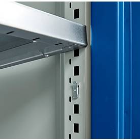 Schäfer Shop Genius Schwerlastschrank FS, Stahlblech, mit Sichtfenster, B 1055 x T 520 x H 1950 mm, 5 OH, lichtgrau/enzianblau, bis 1000 kg